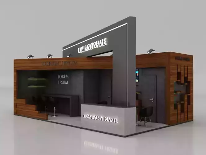 Booth Exhibition Stand Stall 8x5m Height 400 cm 2 Side Open 3D model