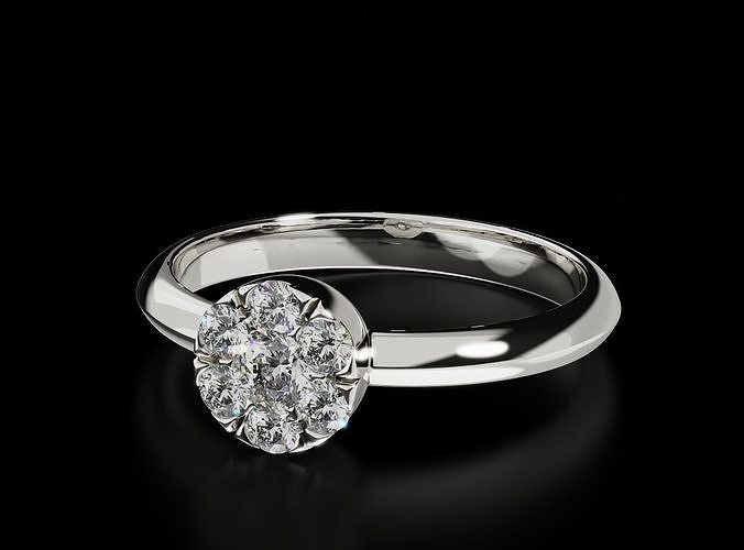 Ring with diamonds imitation of a large stone 691 3D print model
