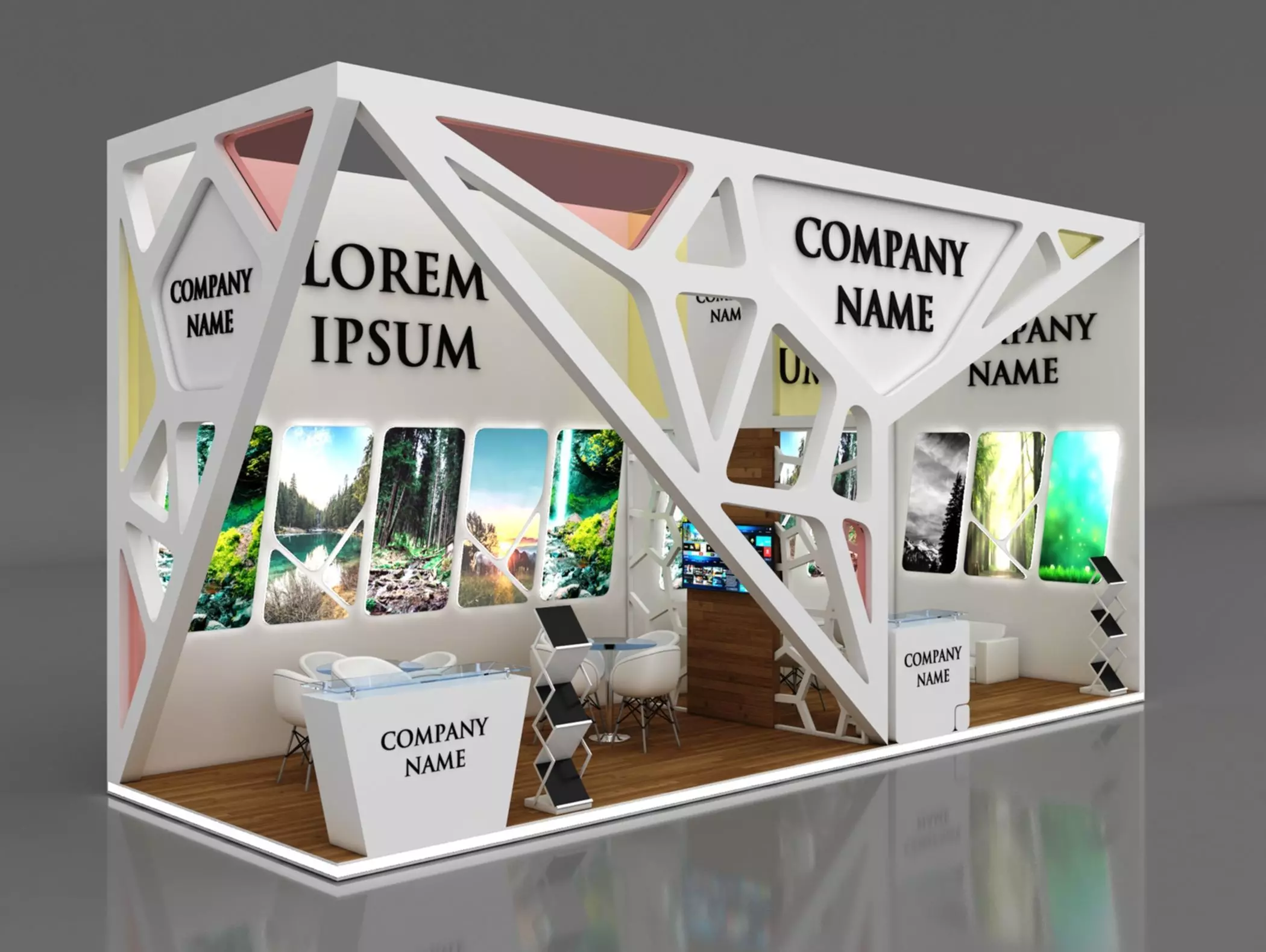Booth Exhibition Stand Stall 9x3m Height 450 cm 2 Side Open 3D model