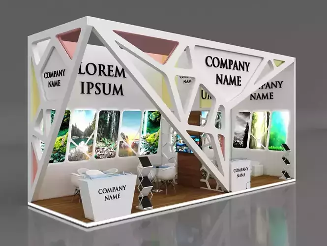 Booth Exhibition Stand Stall 9x3m Height 450 cm 2 Side Open 3D model
