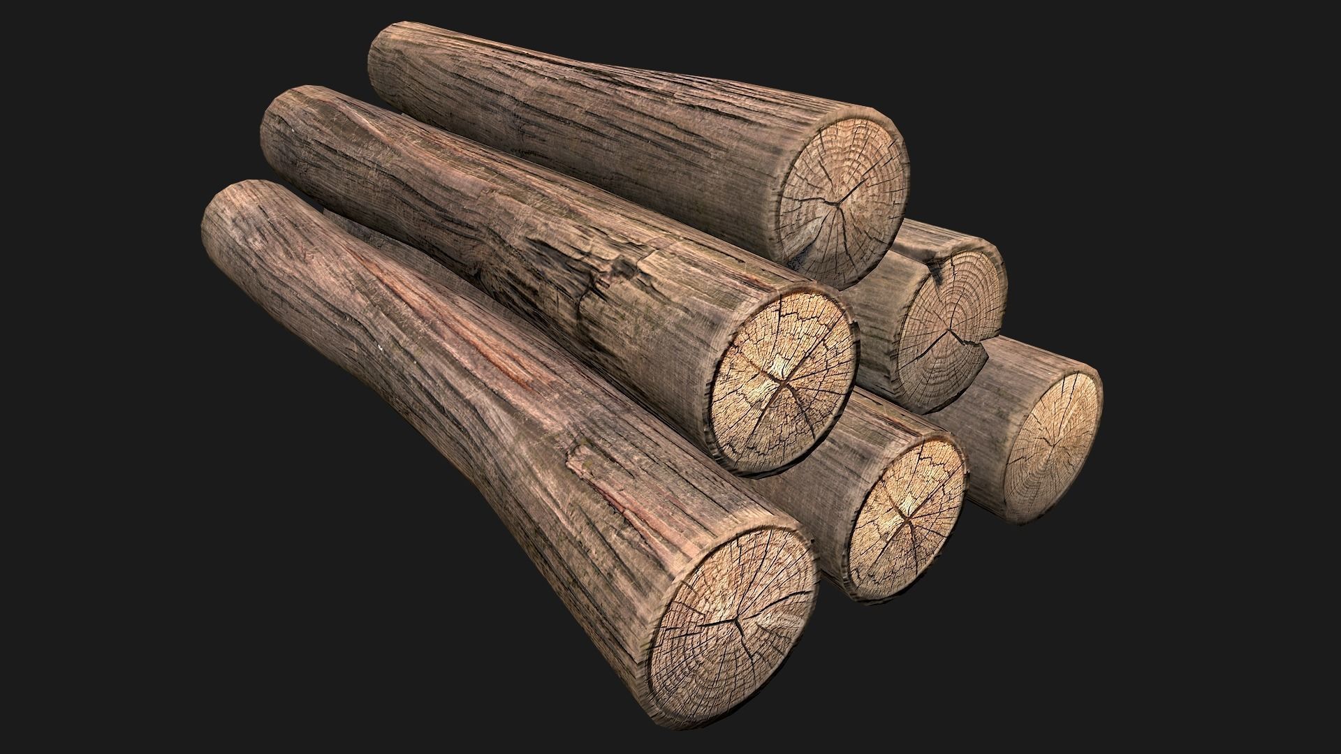 Firewood Logs Low-poly 3D model_7