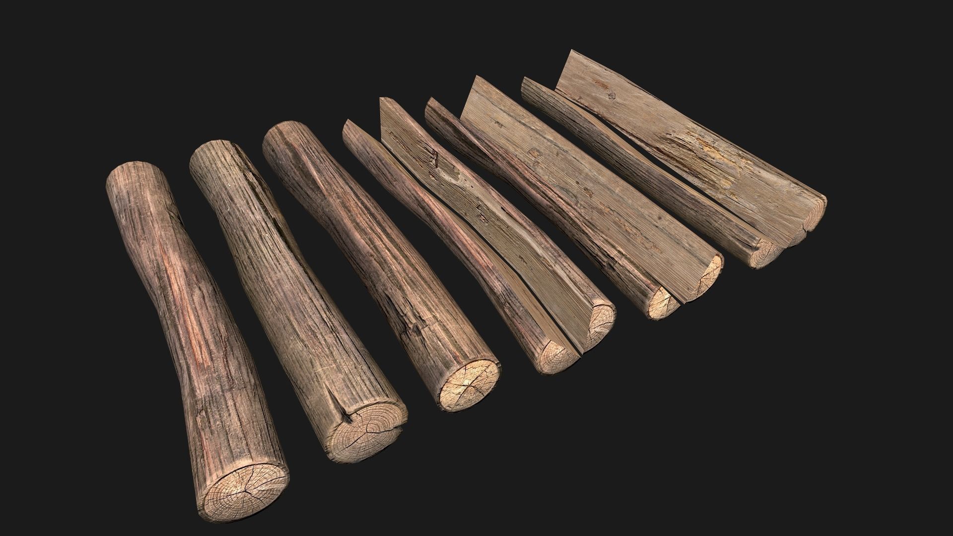 Firewood Logs Low-poly 3D model_15