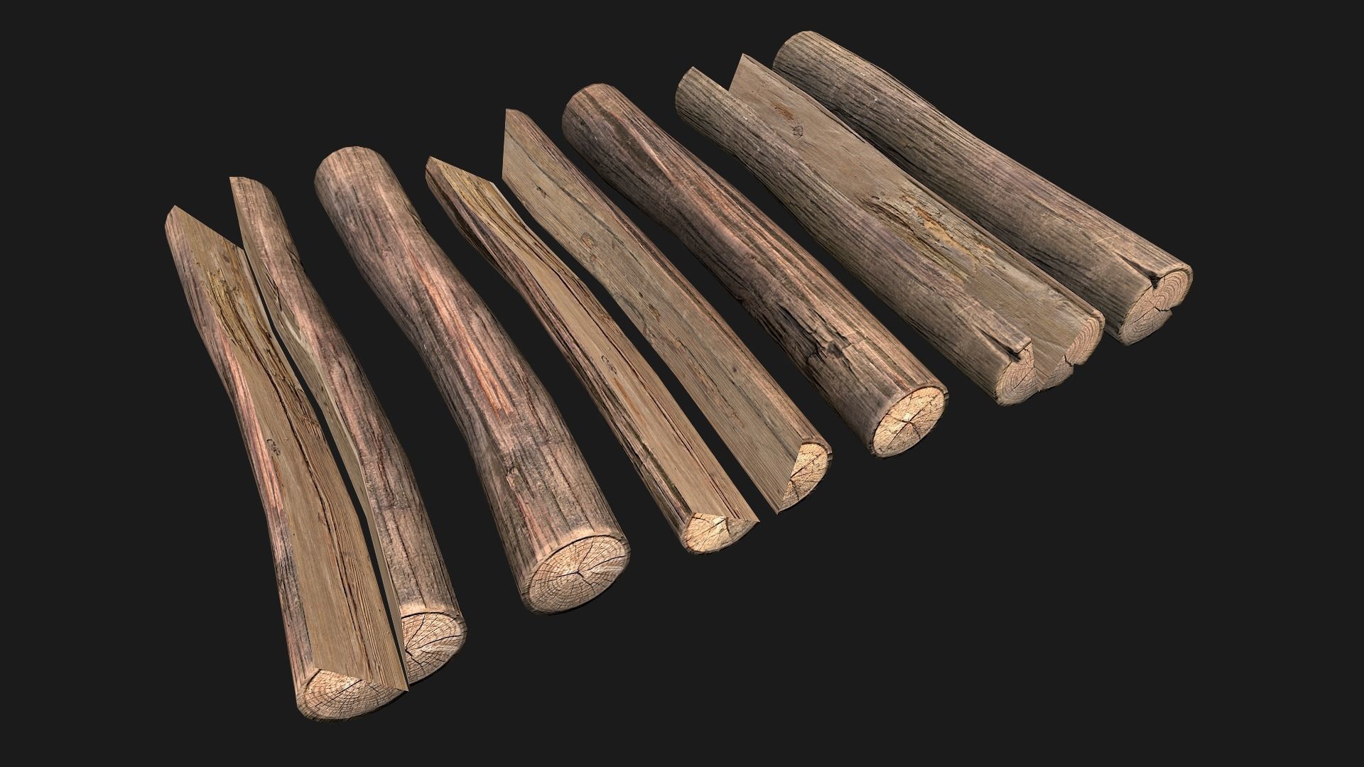 Firewood Logs Low-poly 3D model_17