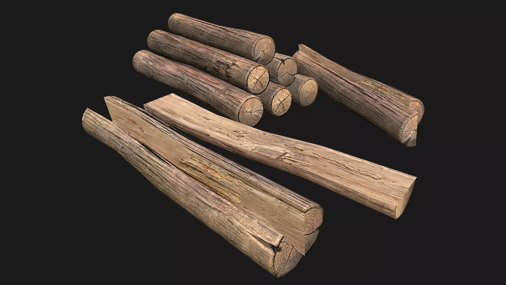 Firewood Logs Low-poly 3D model_0