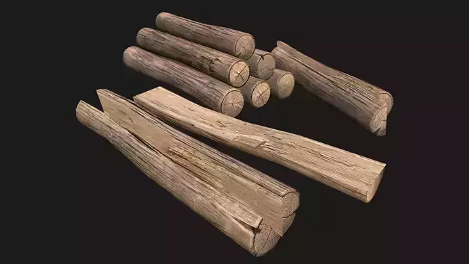 Firewood Logs Low-poly 3D model