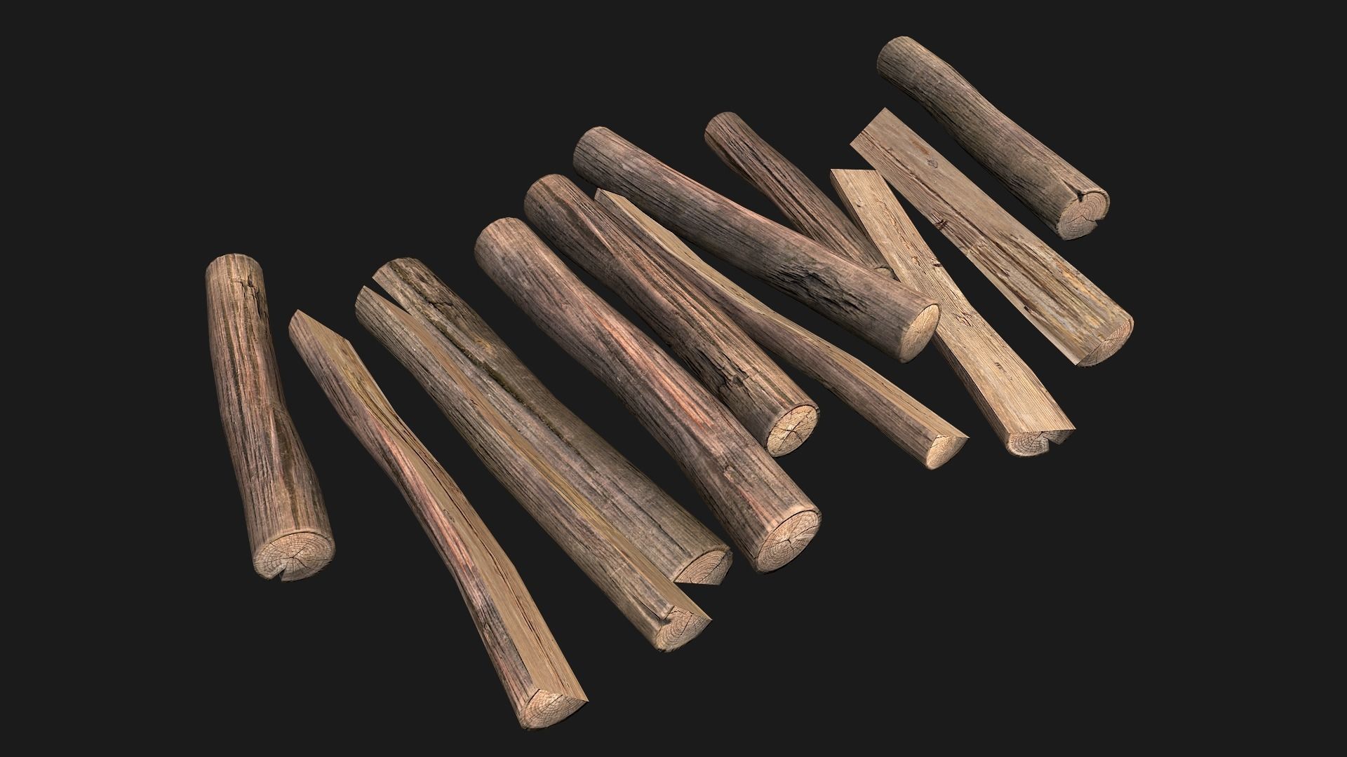 Firewood Logs Low-poly 3D model_10