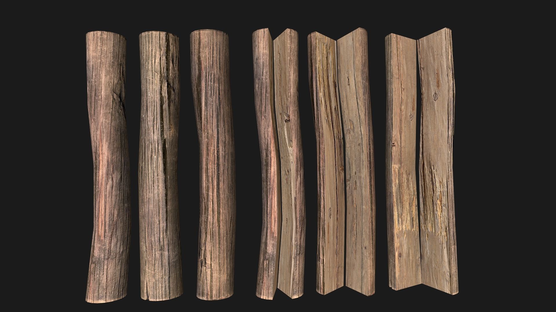 Firewood Logs Low-poly 3D model_16