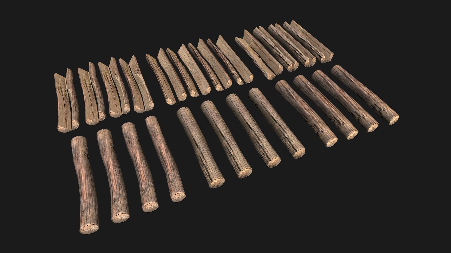 Firewood Logs Low-poly 3D model_5