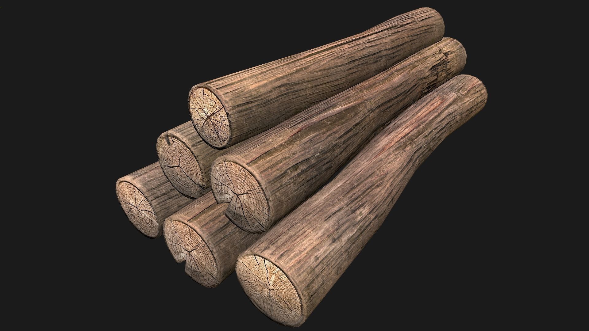 Firewood Logs Low-poly 3D model_8