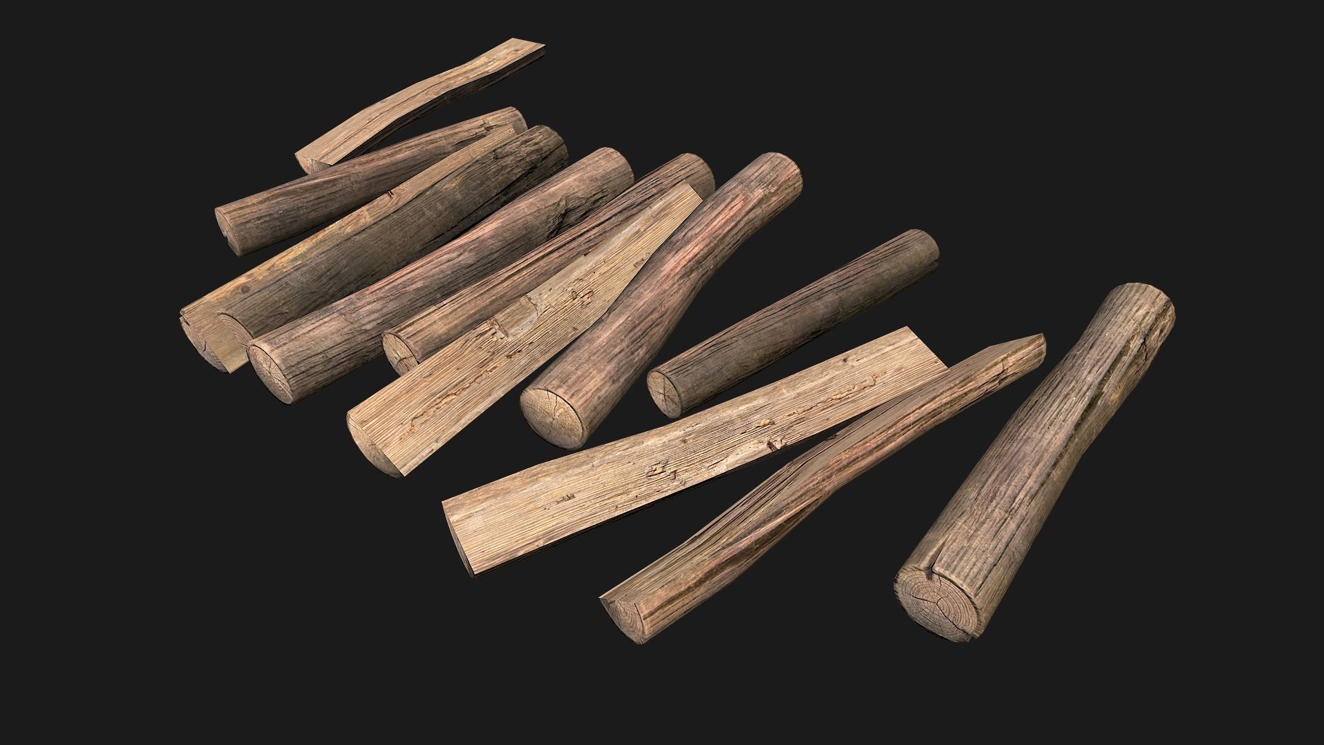 Firewood Logs Low-poly 3D model_11