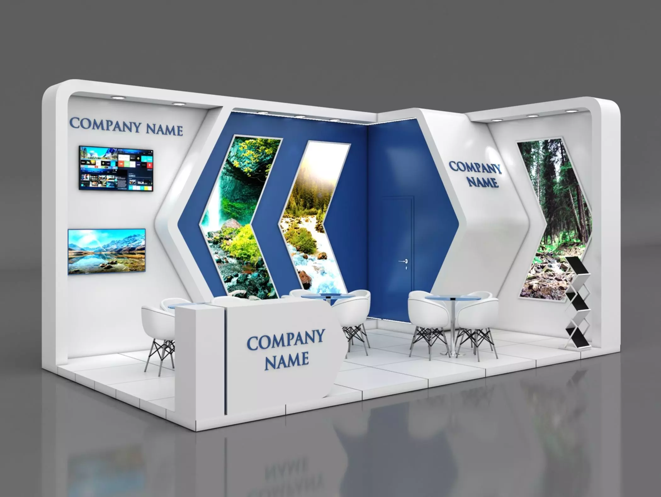 Booth Exhibition Stand Stall 7x4m Height 350 cm 2 Side Open 3D model