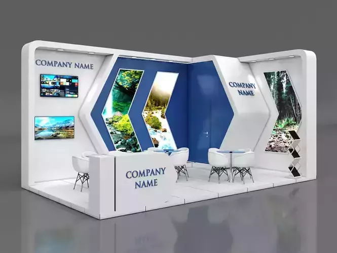 Booth Exhibition Stand Stall 7x4m Height 350 cm 2 Side Open 3D model