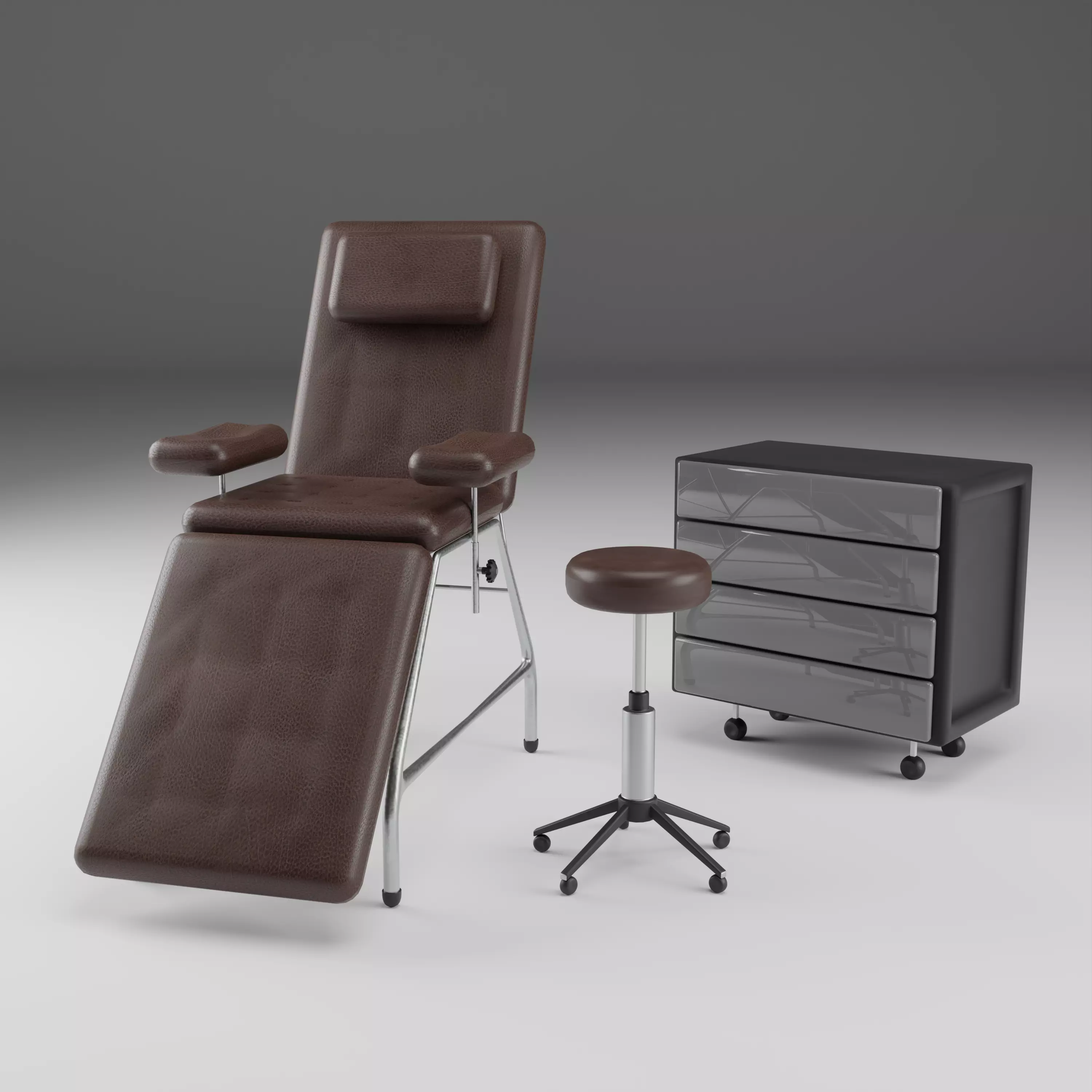 Leather Armchair Furniture Set Tattoo Low-poly 3D model
