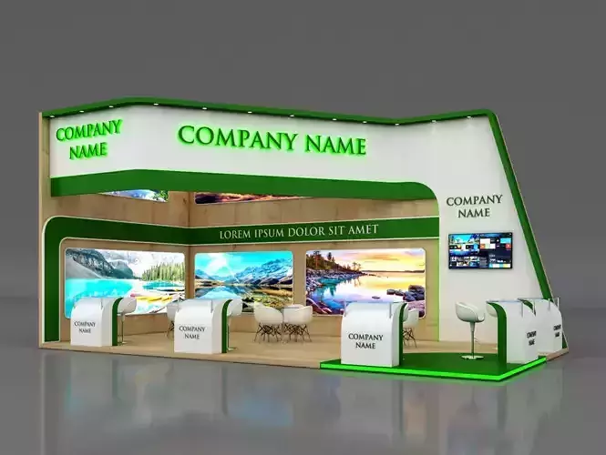 Booth Exhibition Stand Stall 10x5m Height 500 cm 2 Side Open 3D model