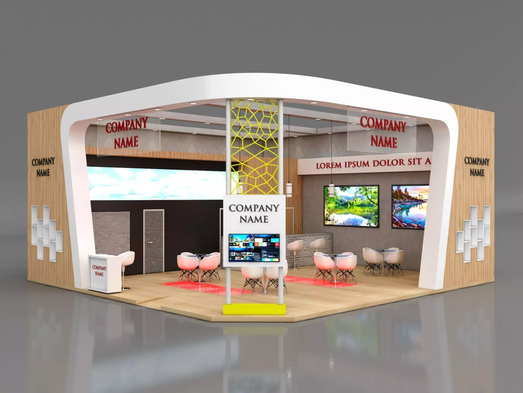 Booth Exhibition Stand Stall 10x10m Height 500 cm 2 Side Open 3D model