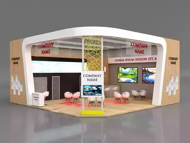 Booth Exhibition Stand Stall 10x10m Height 500 cm 2 Side Open 3D model