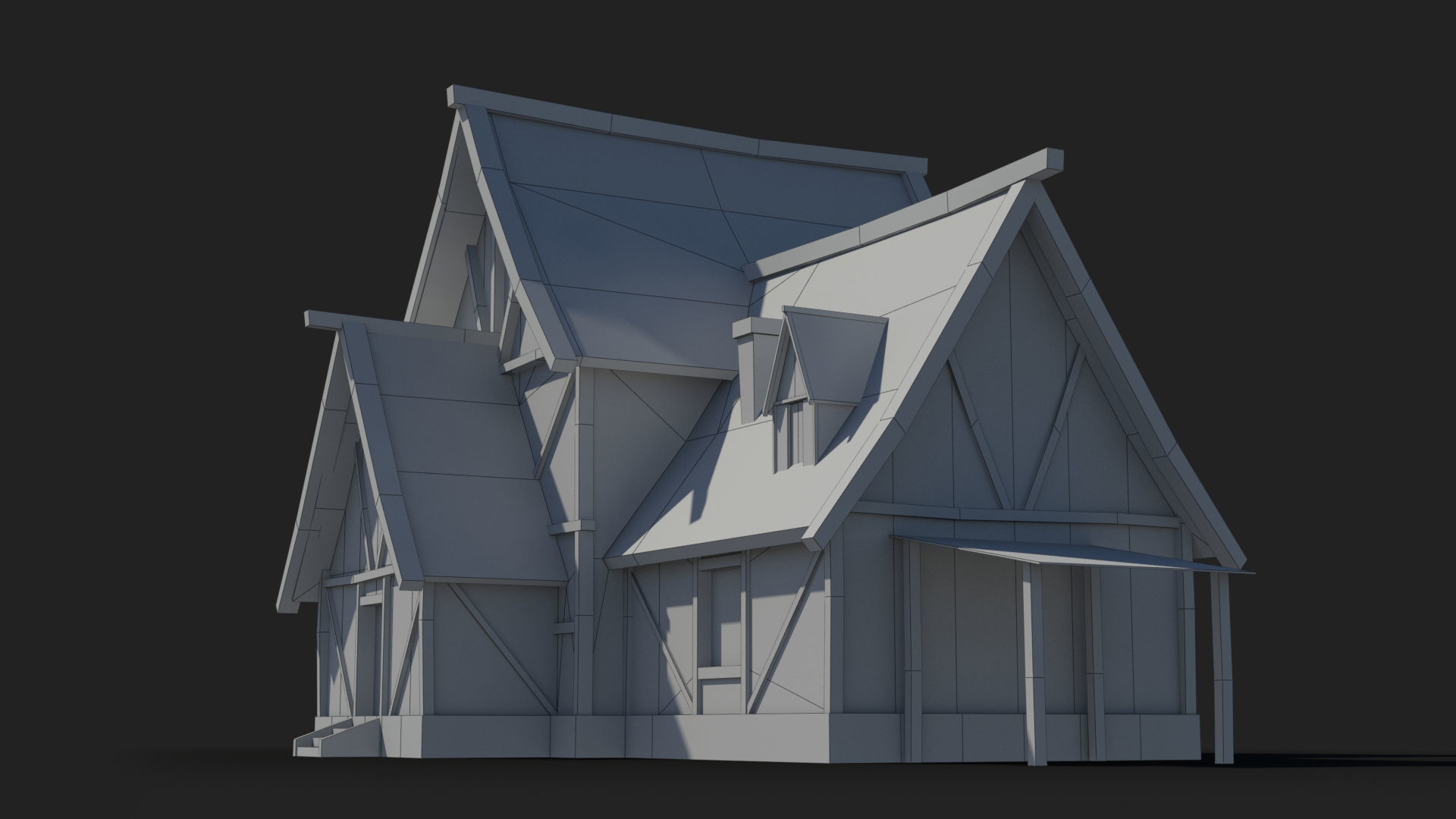 Medieval house x6 Low-poly 3D model_8