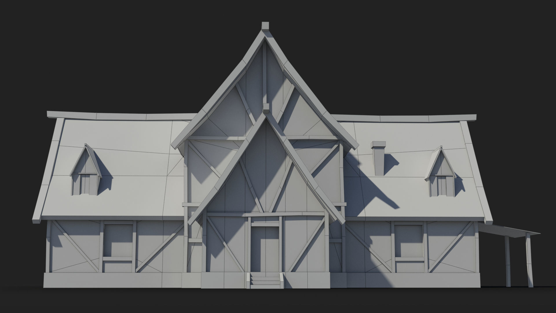 Medieval house x6 Low-poly 3D model_6