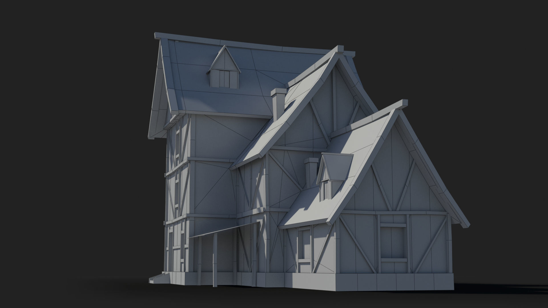 Medieval house x8 Low-poly 3D model_8