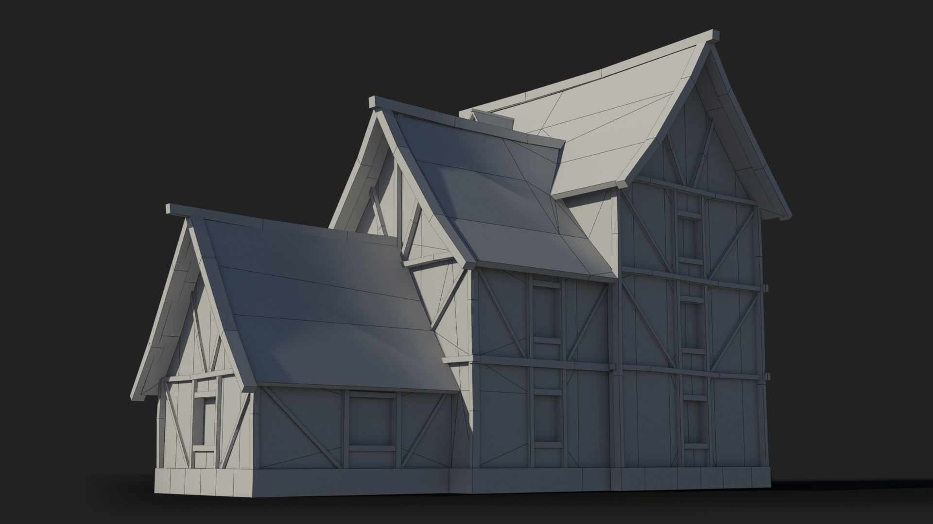 Medieval house x8 Low-poly 3D model_9
