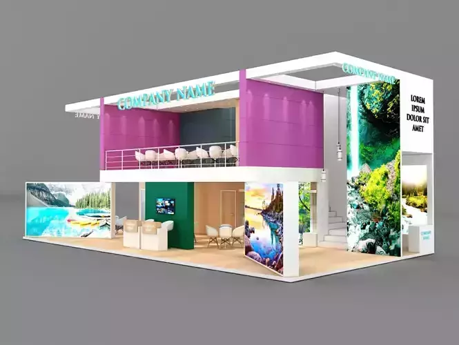 Booth Exhibition Stand Stall 8x15m Height 600 cm 3 Side Open 3D model