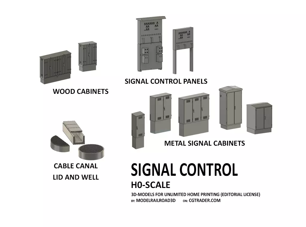 SIG-0002 Signal box set for electric control H0-scale 16 items 3D print model_0