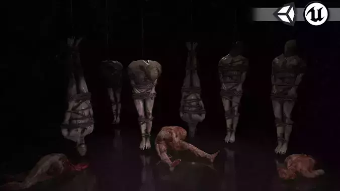 Horror Assets - Male Corpses Pack Low-poly 3D model