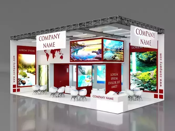 Booth Exhibition Stand Stall 12x6m Height 500 cm 2 Side Open 3D model