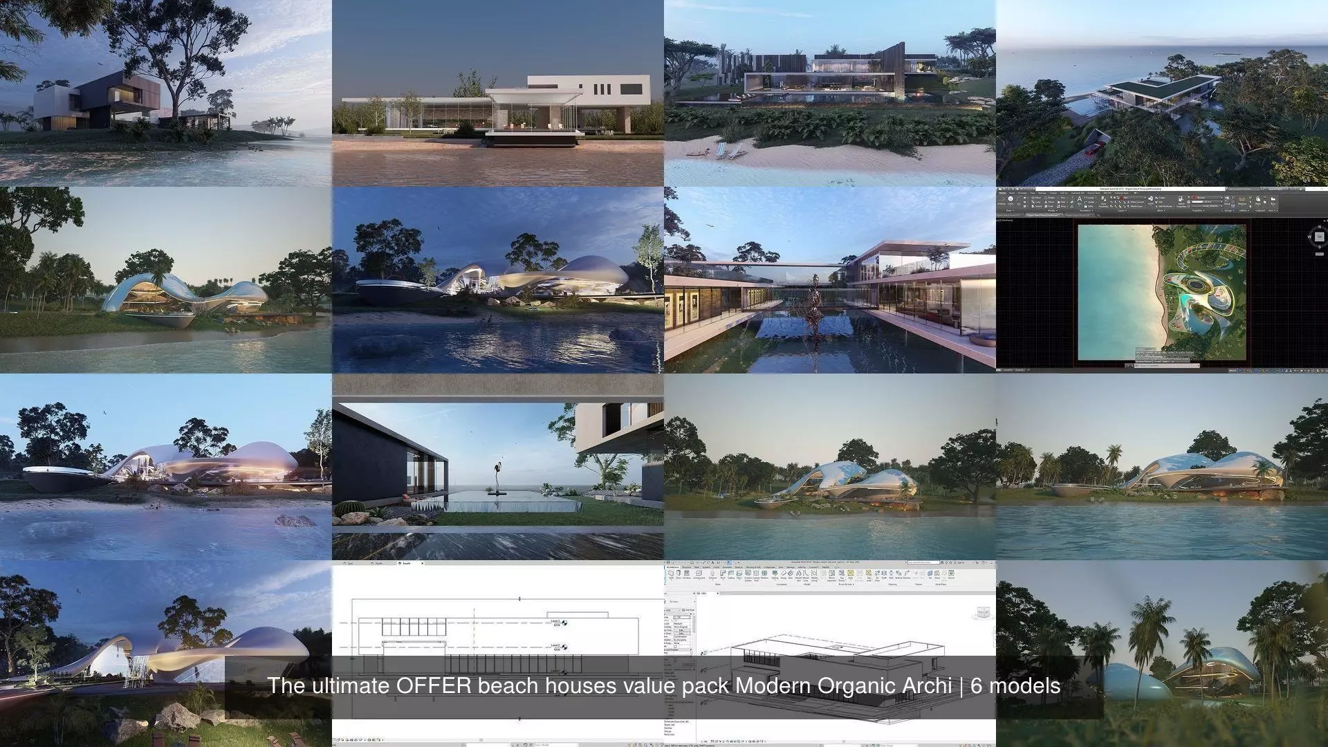 The ultimate OFFER beach houses value pack Modern Organic Archi 3D Model Collection_0
