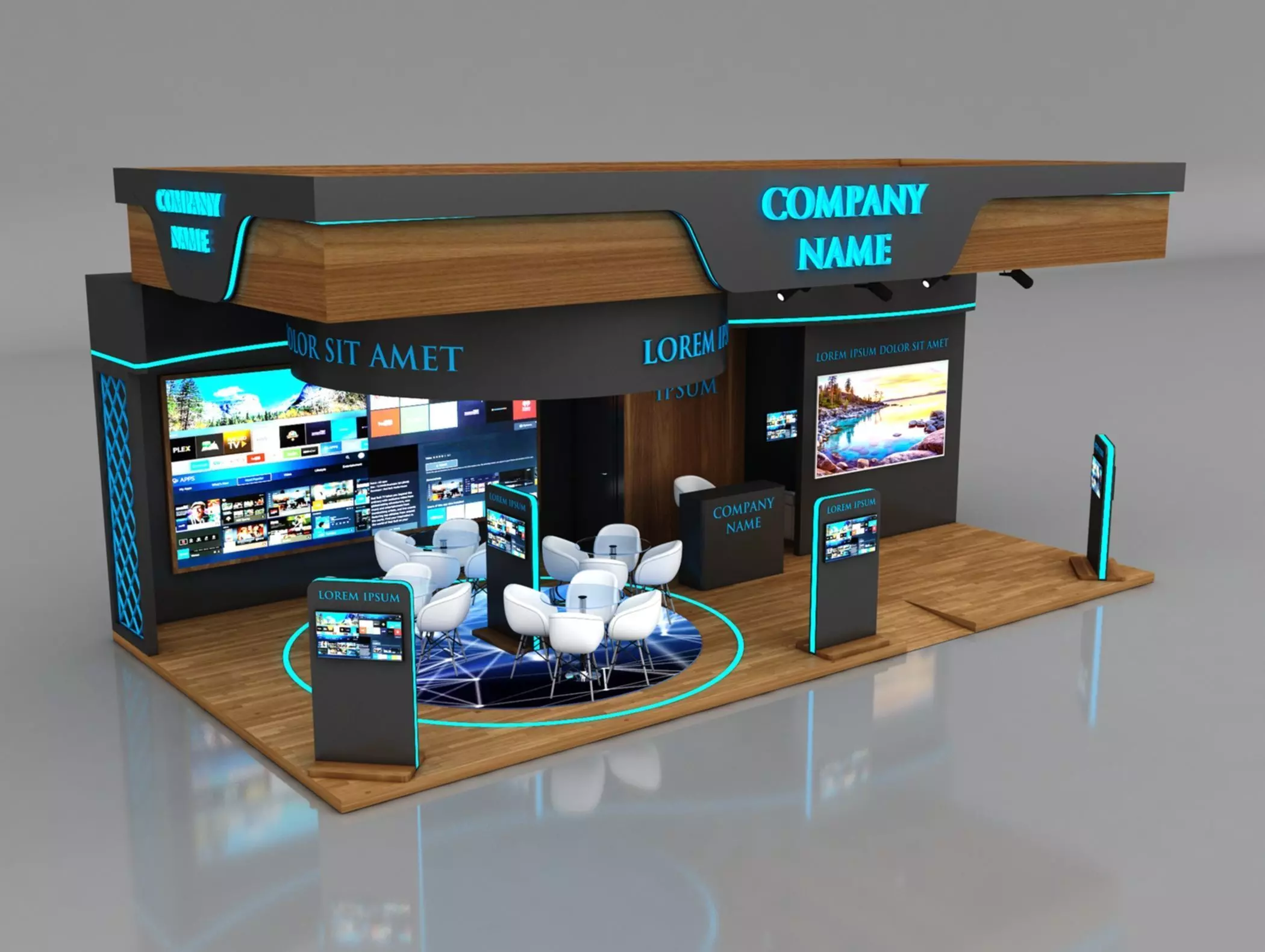 Booth Exhibition Stand Stall 10x5m Height 450 cm 3 Side Open 3D model