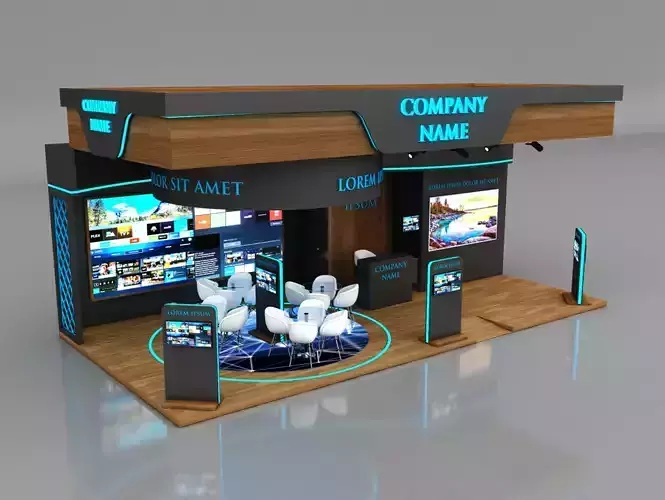 Booth Exhibition Stand Stall 10x5m Height 450 cm 3 Side Open 3D model