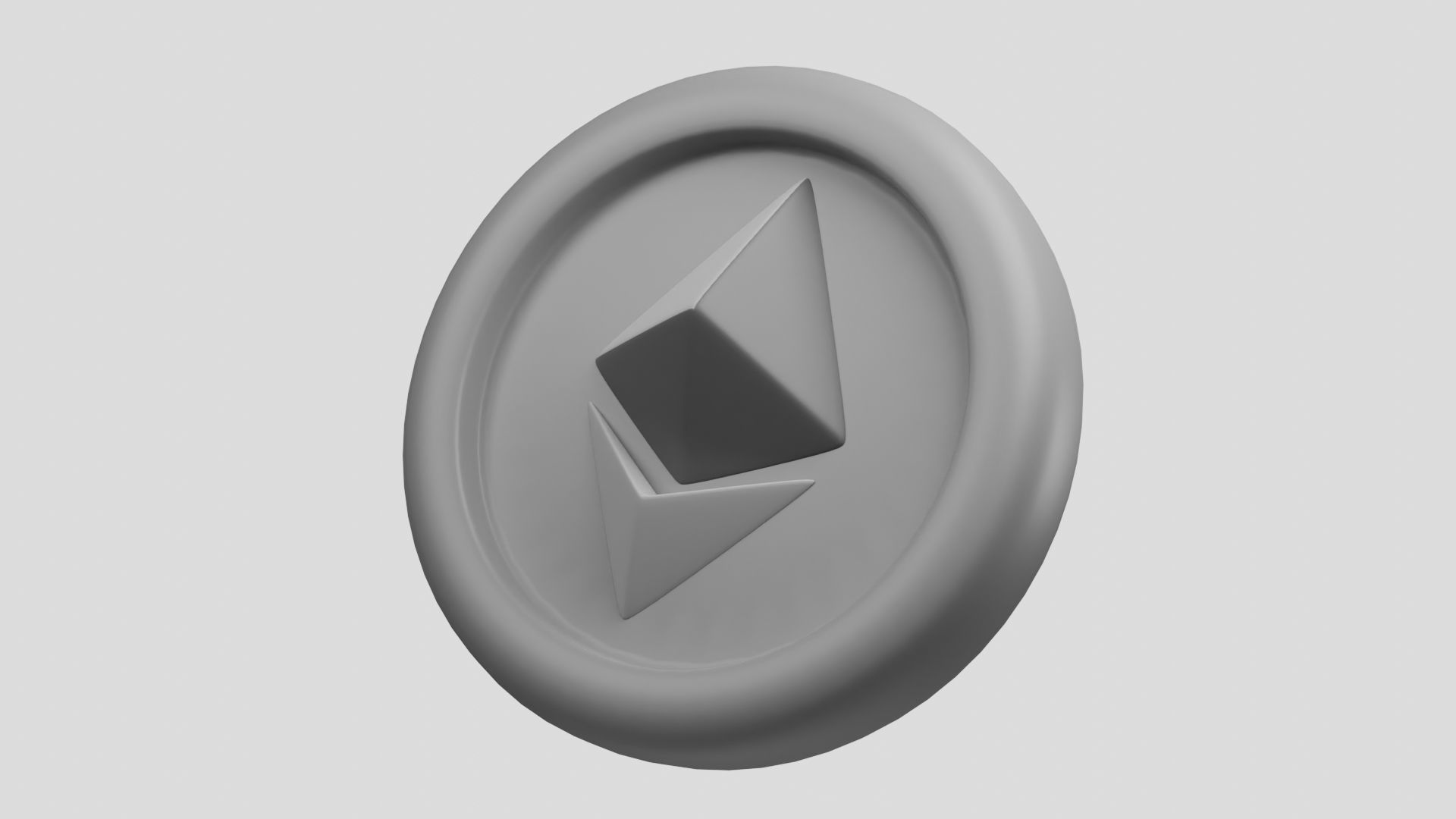 Ethereum or ETH Silver crypto coin with cartoon style 3D model_1