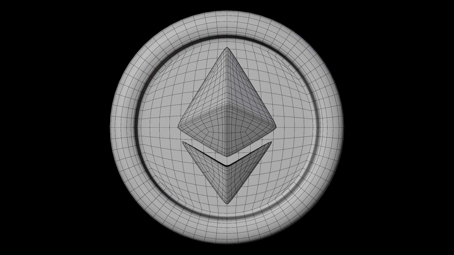 Ethereum or ETH Silver crypto coin with cartoon style 3D model_6