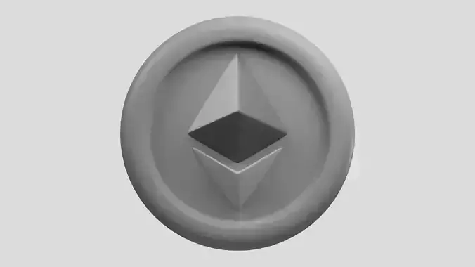 Ethereum or ETH Silver crypto coin with cartoon style