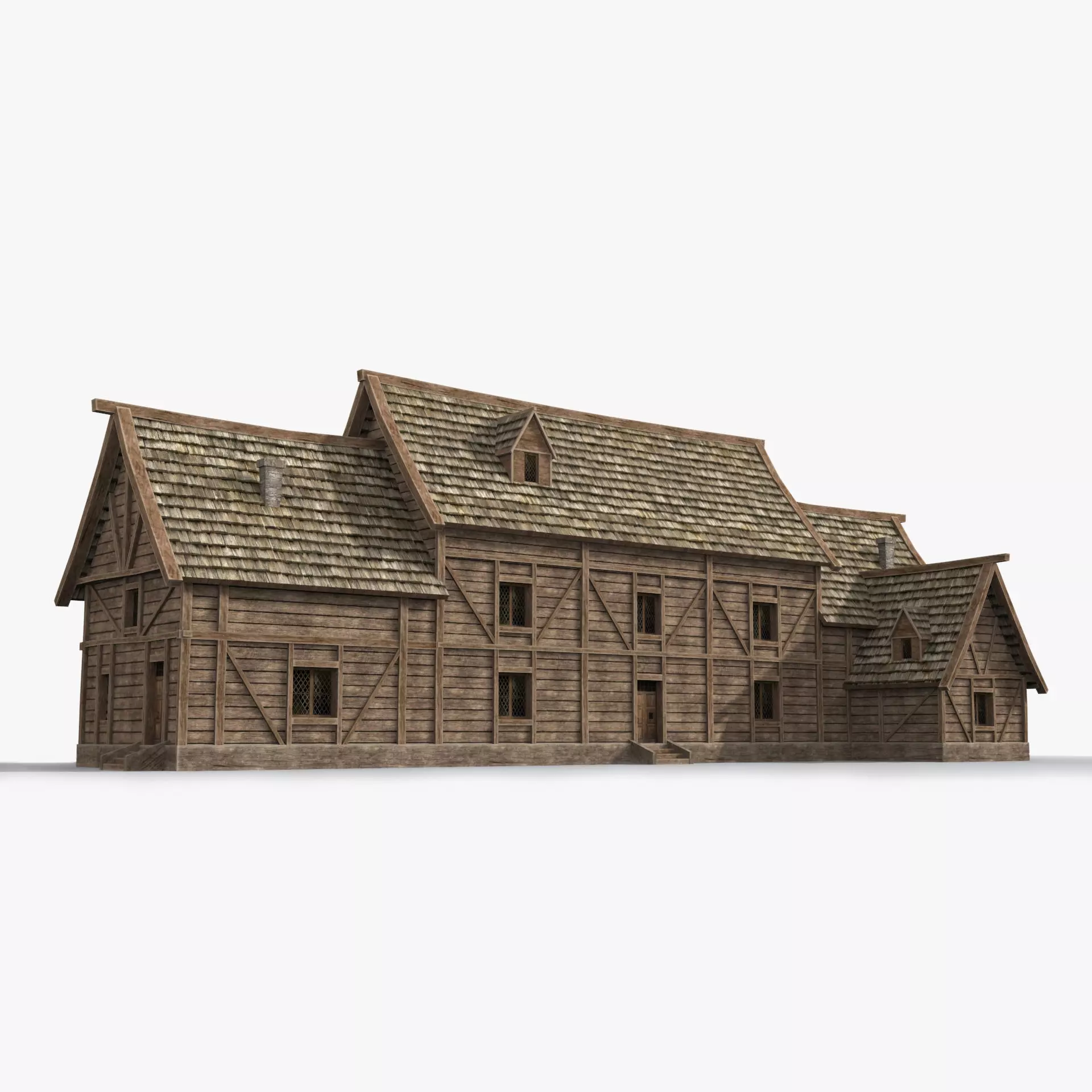 Medieval house x11 Low-poly 3D model_0