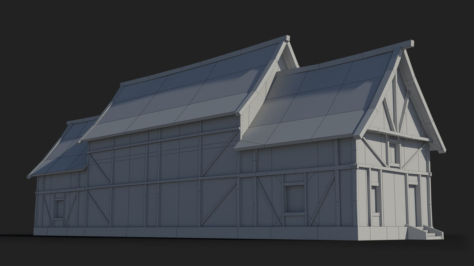 Medieval house x11 Low-poly 3D model_9