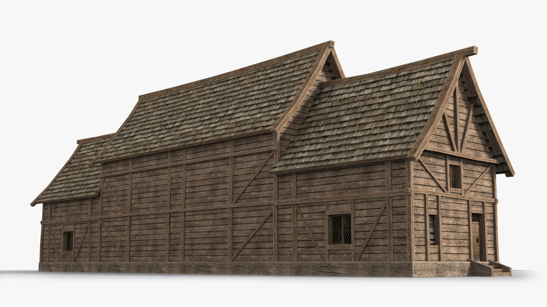 Medieval house x11 Low-poly 3D model_4