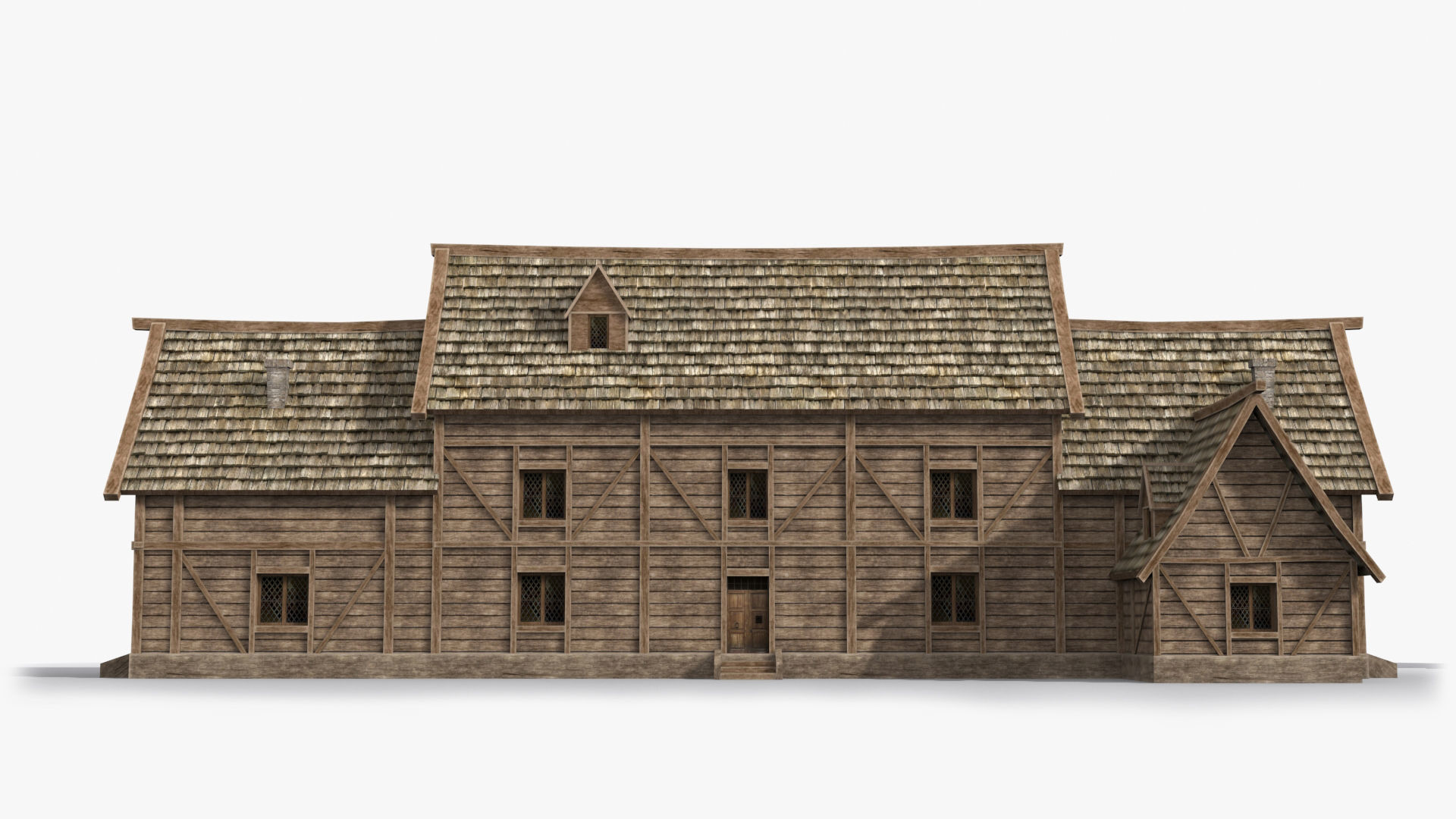 Medieval house x11 Low-poly 3D model_1