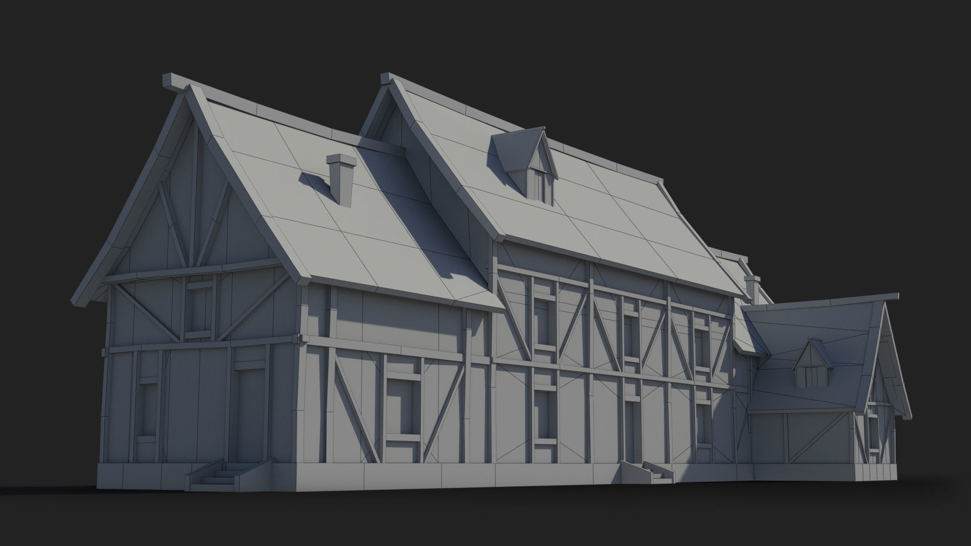 Medieval house x11 Low-poly 3D model_8