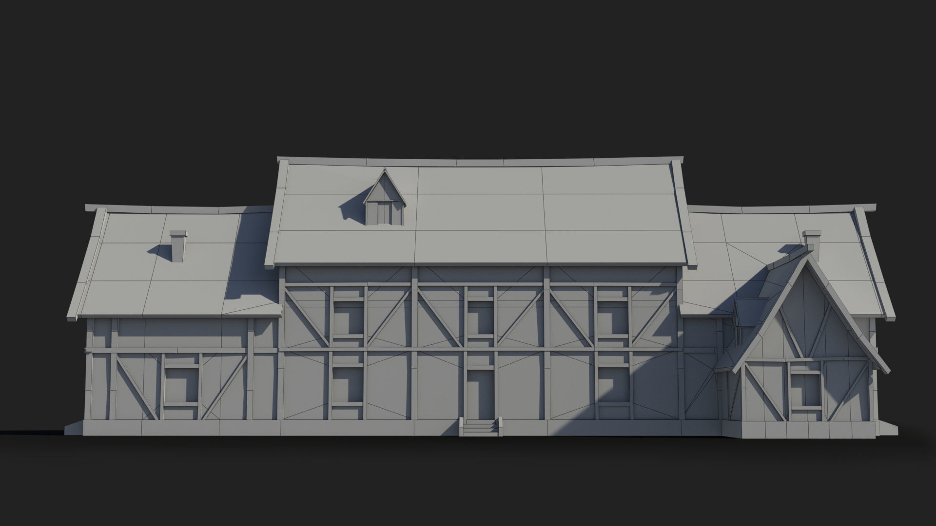 Medieval house x11 Low-poly 3D model_6