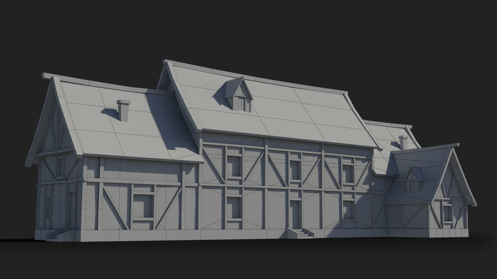 Medieval house x11 Low-poly 3D model_5
