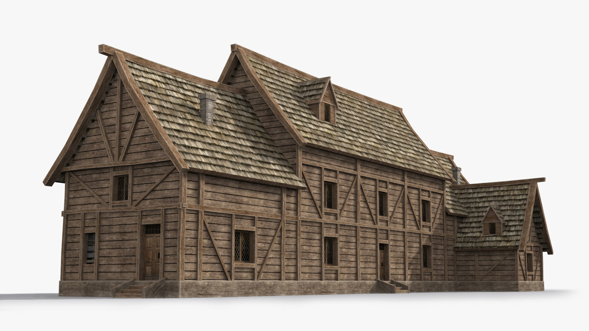Medieval house x11 Low-poly 3D model_3