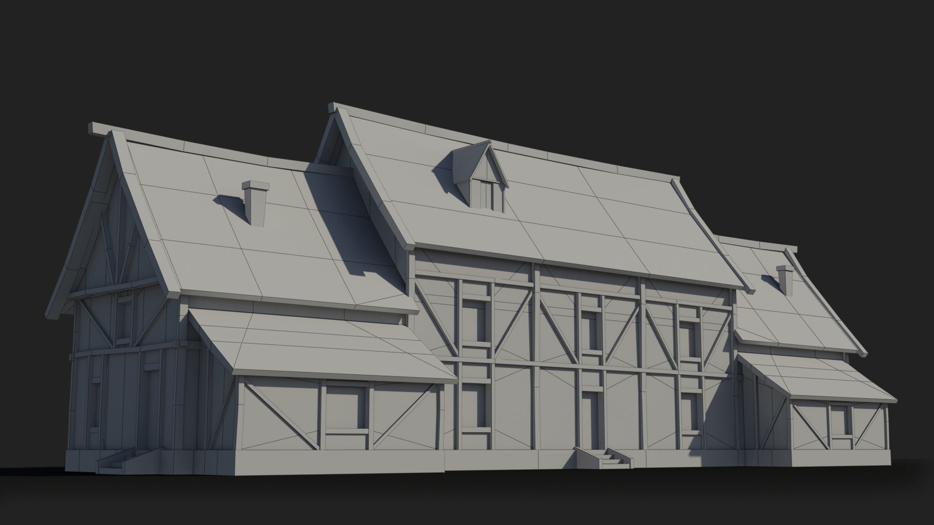 Medieval house x12 Low-poly 3D model_5