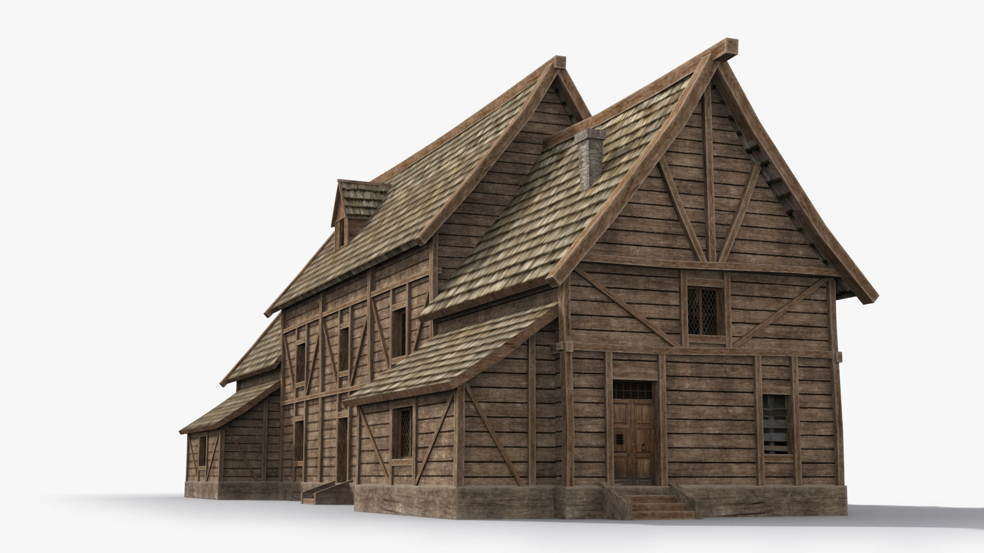 Medieval house x12 Low-poly 3D model_3