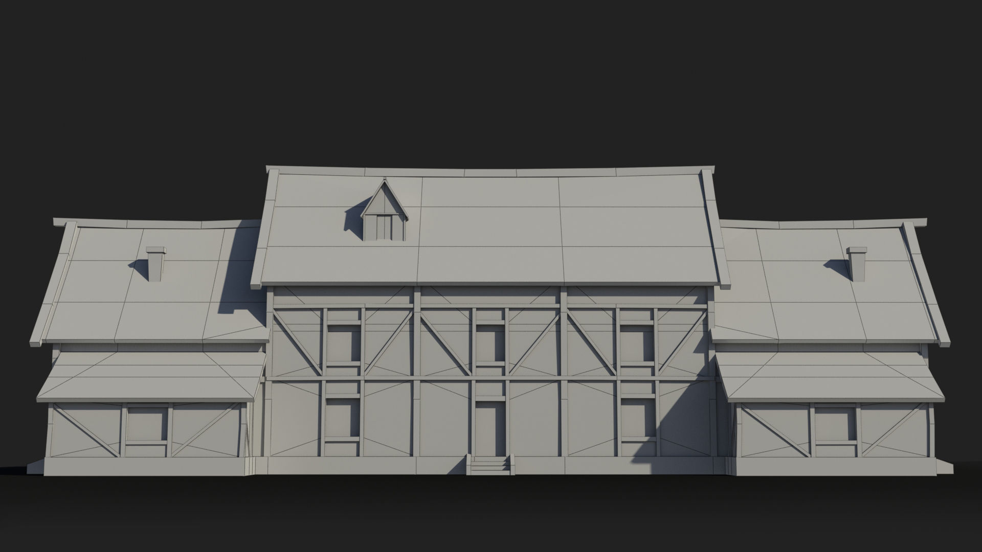 Medieval house x12 Low-poly 3D model_6