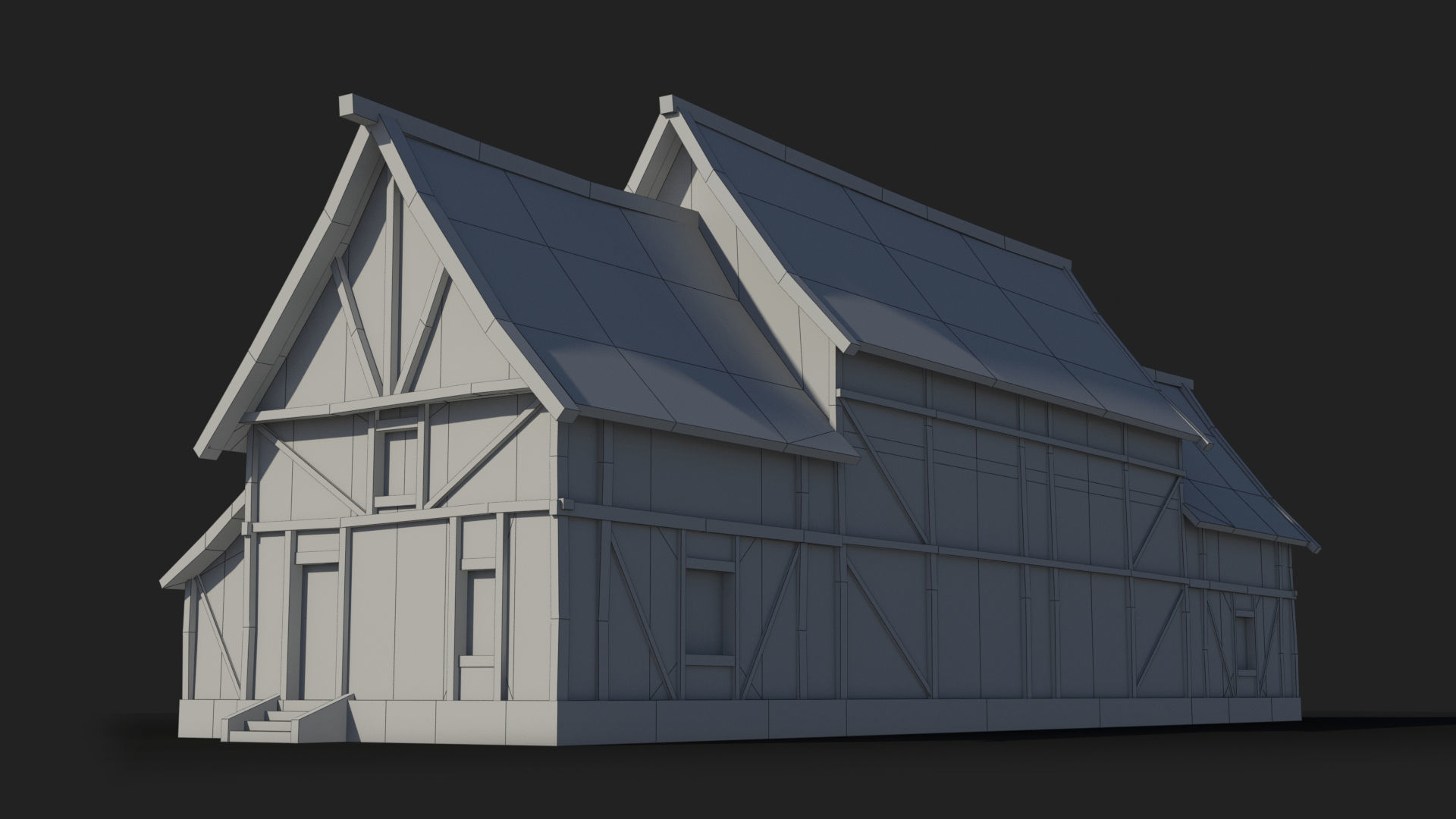 Medieval house x12 Low-poly 3D model_9