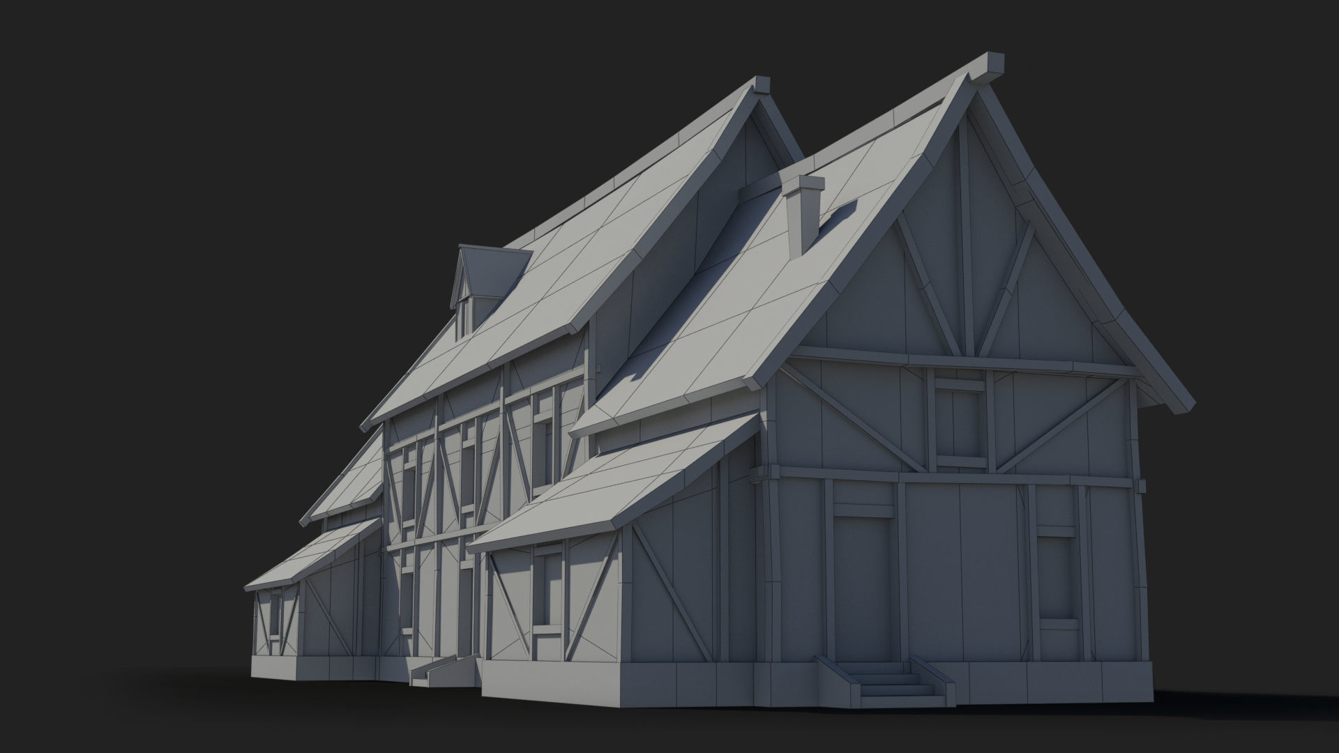 Medieval house x12 Low-poly 3D model_8