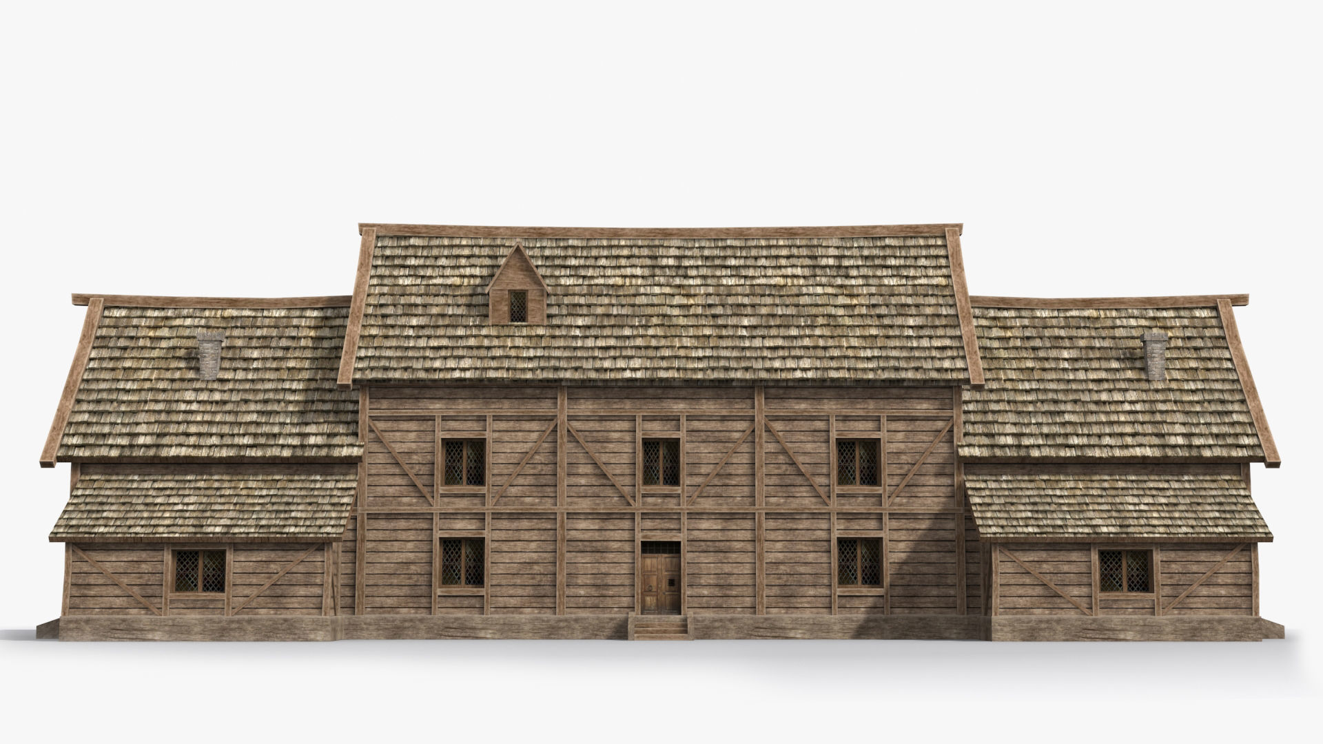 Medieval house x12 Low-poly 3D model_1