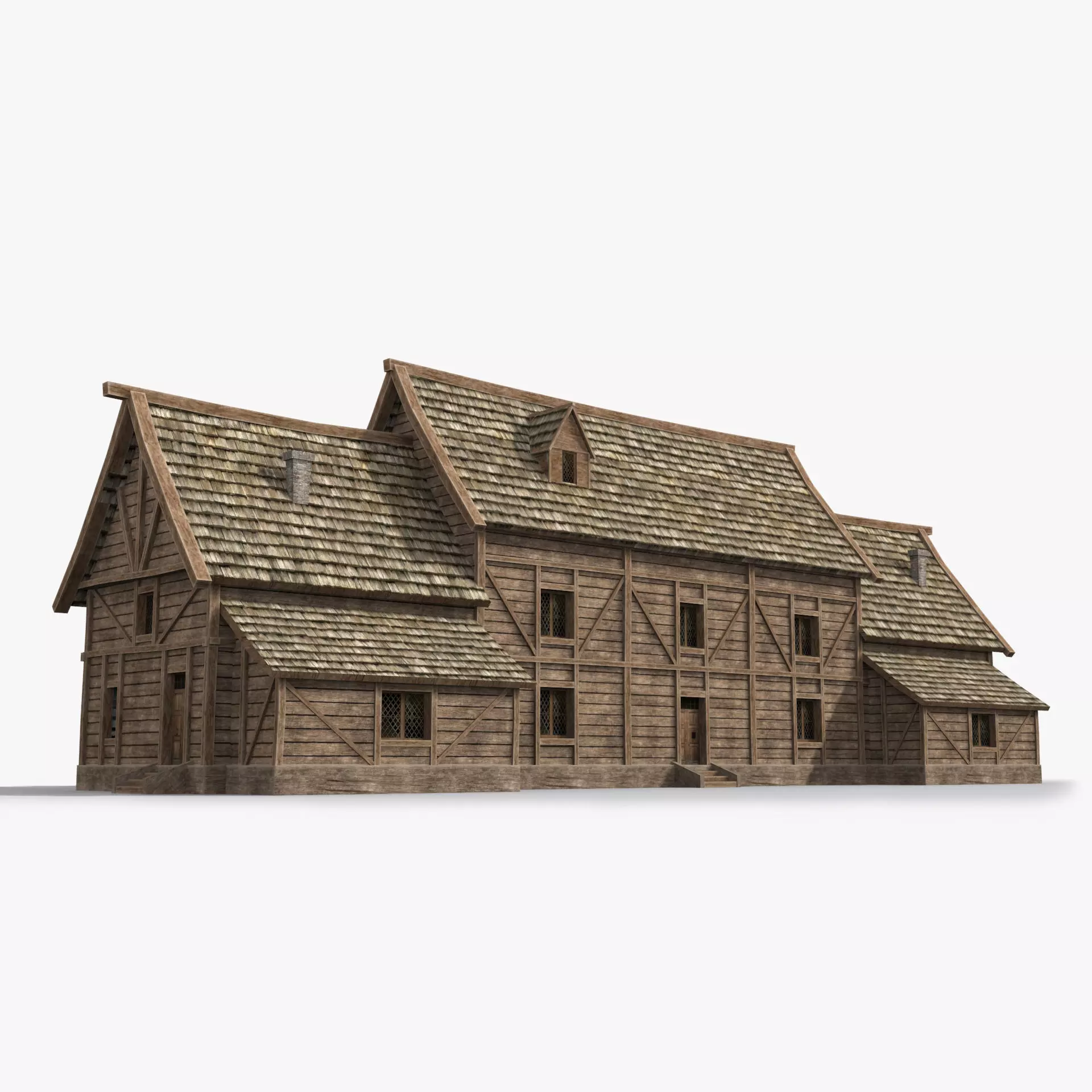 Medieval house x12 Low-poly 3D model_0