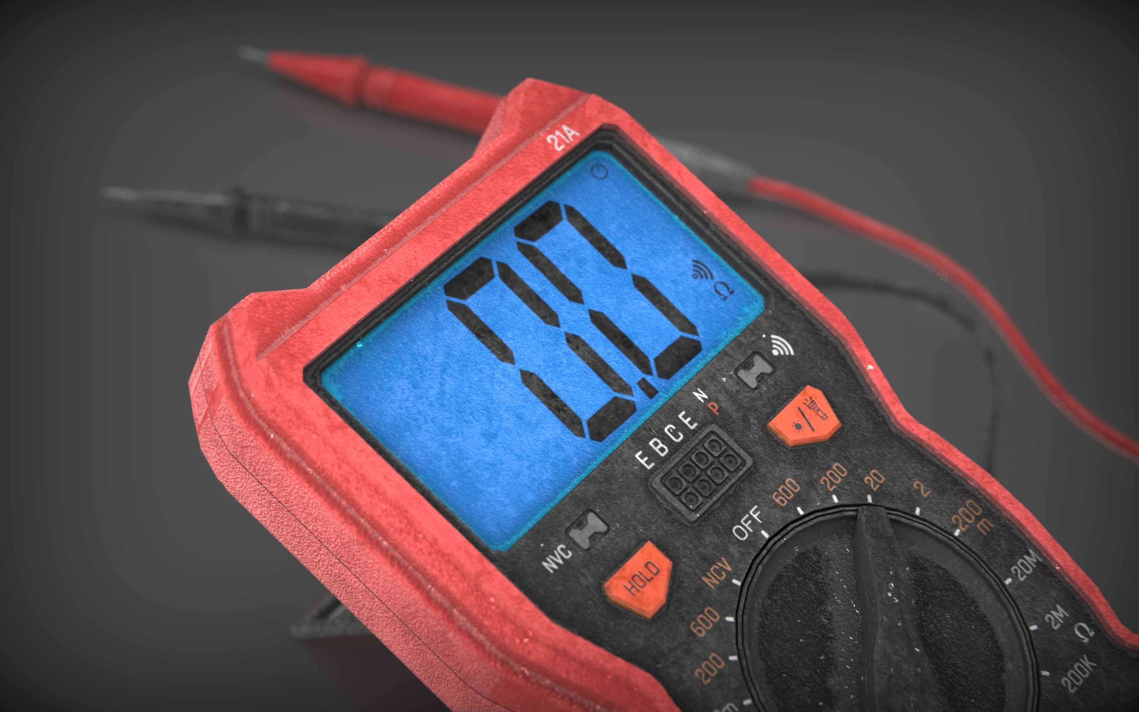 Digital Multimeter Low-poly 3D model_5